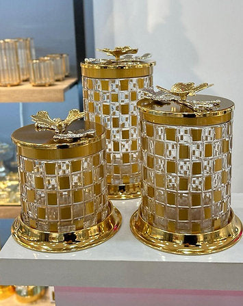 3'lü Gold Dama Lüx Kavanoz Seti