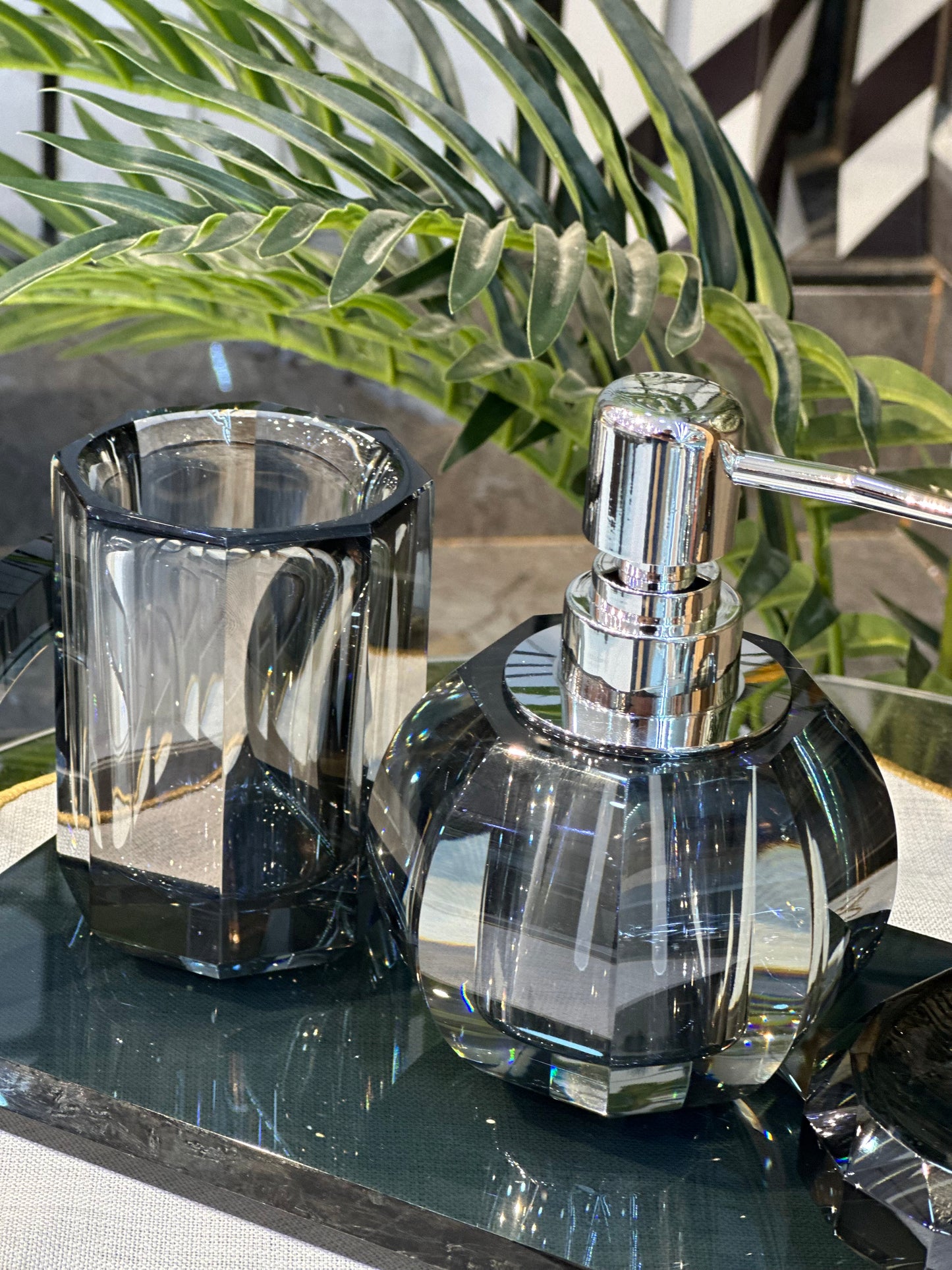 Kristal Deluxe Füme Lüks Banyo Seti