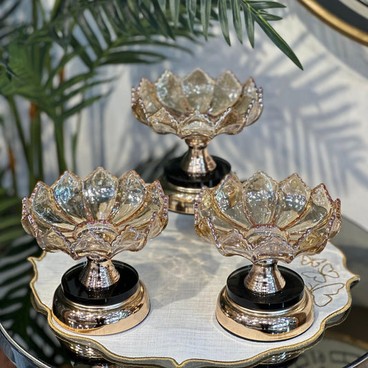 Kristal Kesim Ayaklı Gold Şekerlik Tekli