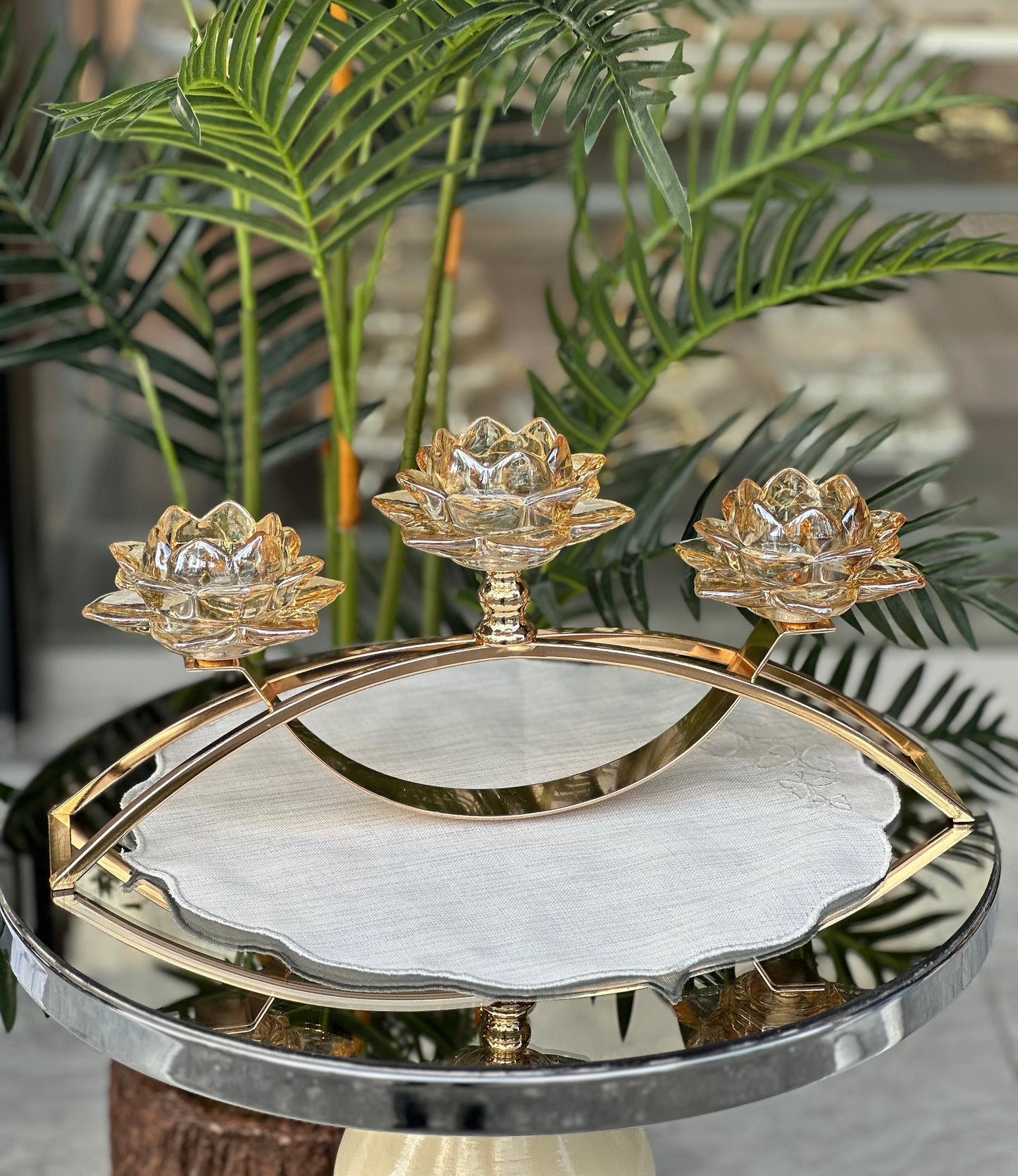 Lotus Köprü Şamdan Gold