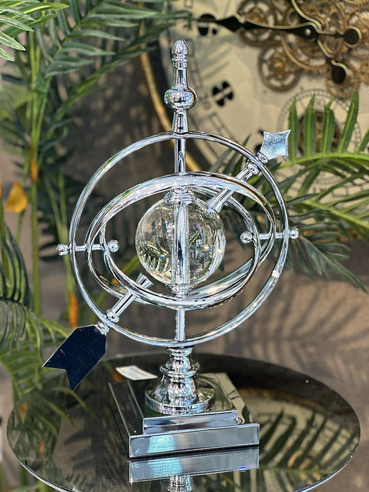 Armillary Küre Dekoratif Obje Gümüş