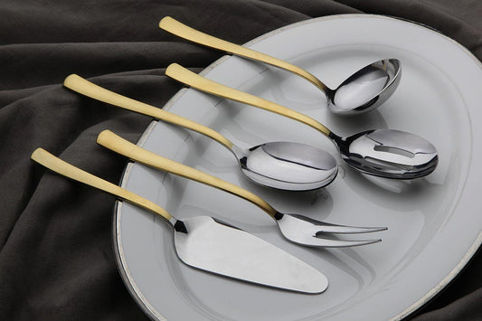 5 Parça Mat Gümüş Gold Sos Servis Set