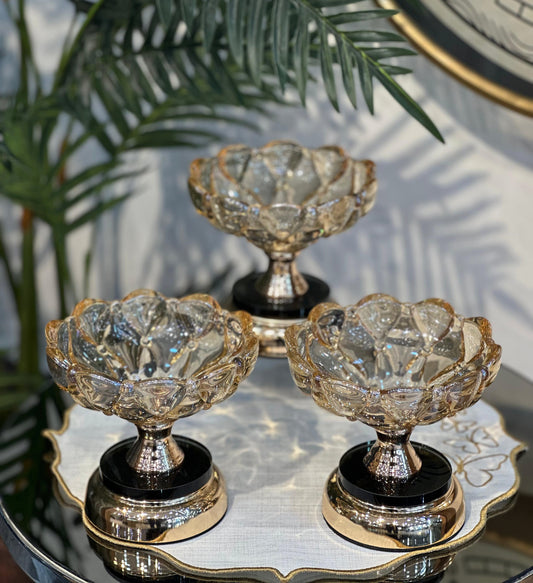 Kristal Kesim Ayaklı Gold Şekerlik Tekli