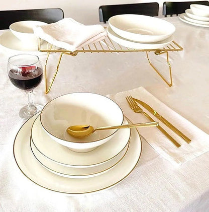 Pure Blanc Bone Porselen Yemek Takımı Altın Yaldızlı Dame Marie