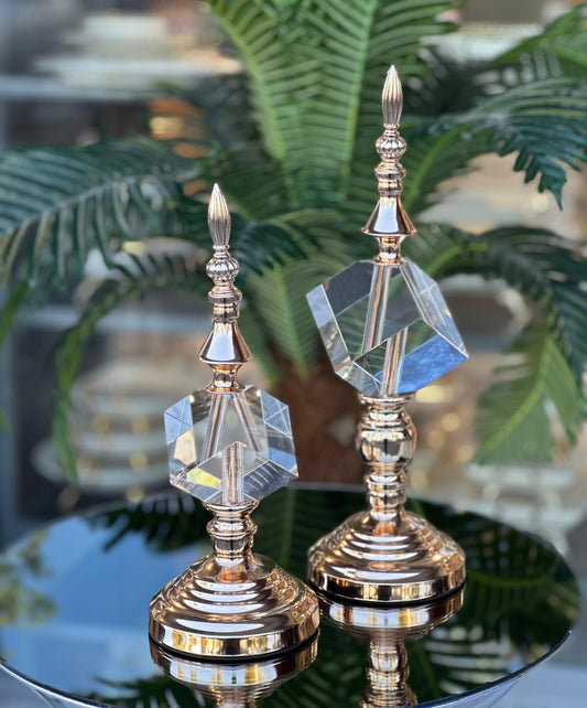 Kristal Küp 2'li Dekoratif Obje Seti Rose Gold