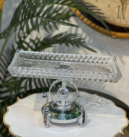 Kristal Dikdörtgen Cam Gümüş Sunumluk, Çikolatalık Saray Collection