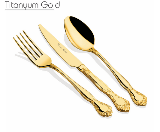 Elegant 36 Parça Titanyum Gold Çatal Kaşık Takımı Dame Marie