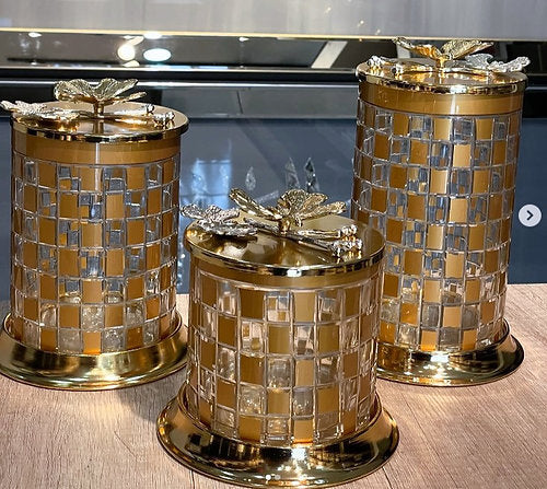 3'lü Gold Dama Lüx Kavanoz Seti