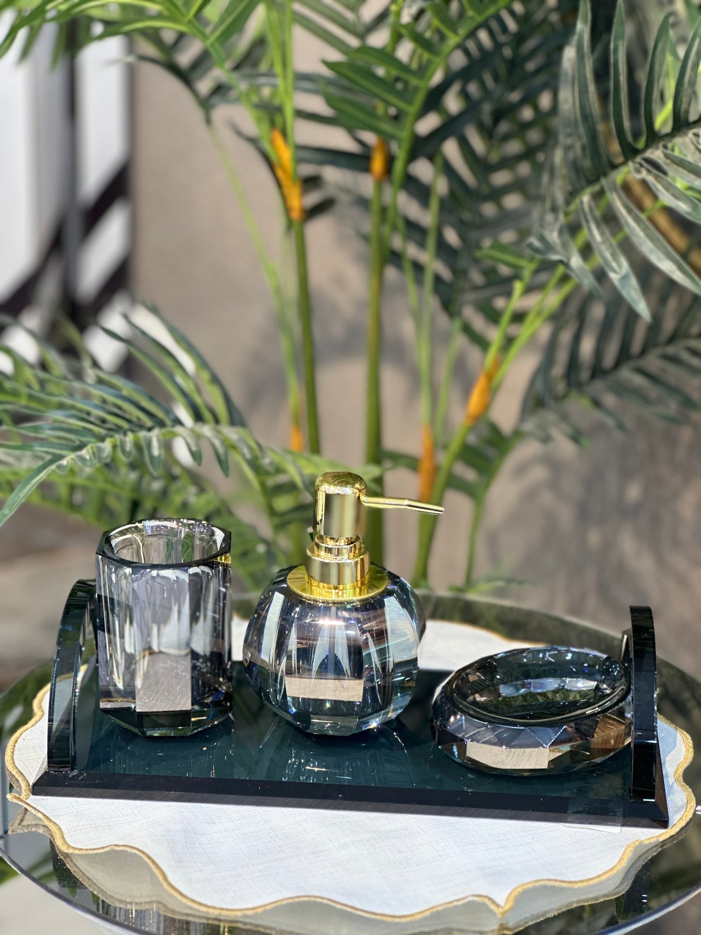 Kristal Deluxe Füme Lüks Banyo Seti