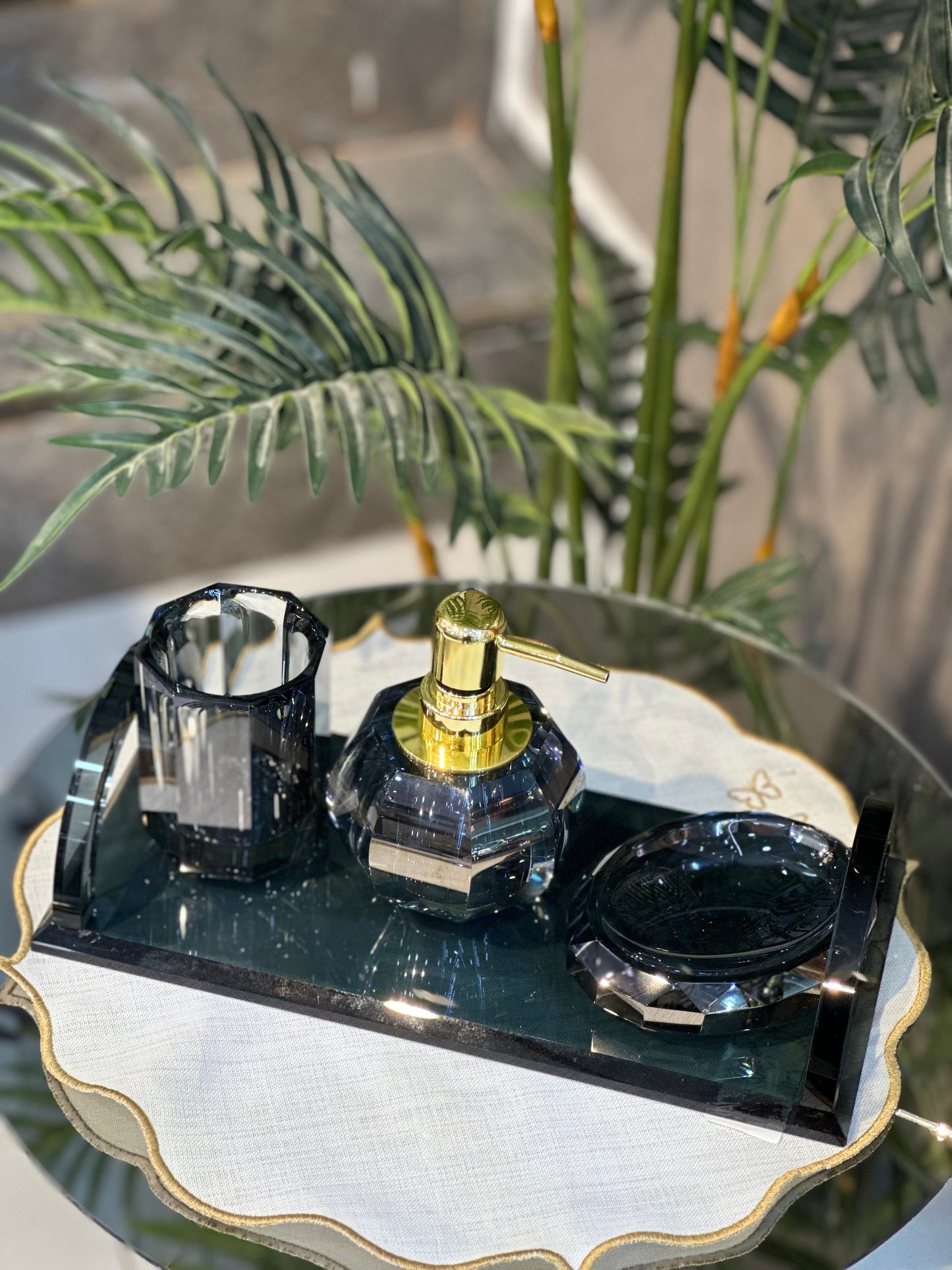 Kristal Deluxe Füme Lüks Banyo Seti